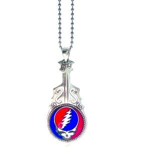 Grateful Dead Steal Your Face Guitar Pendant Necklace Jerry Garcia Deadhead Rock